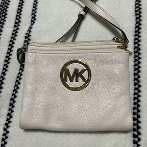 Michael Kors Gold and Cream Crossbody Bag